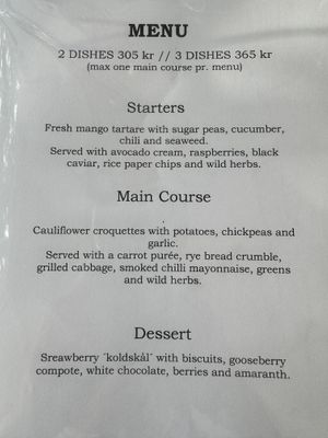 Menu 27 June 2024  at Urten in Copenhagen