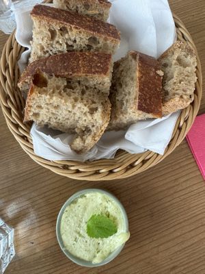 Bread and herb butter  at Urten in Copenhagen