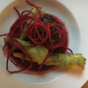 nut patty with parsnips and a sauce to die for at Urten in Copenhagen