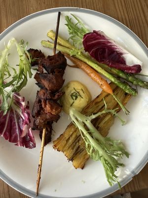 Main course; mushroom skewers   at Urten in Copenhagen