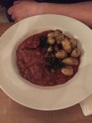 Mushroom stew and fried potatoes at Urten in Copenhagen