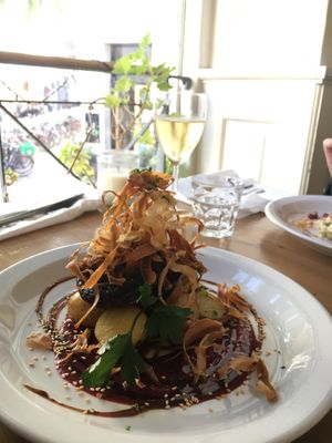 Baked portobello mushrooms at Urten in Copenhagen