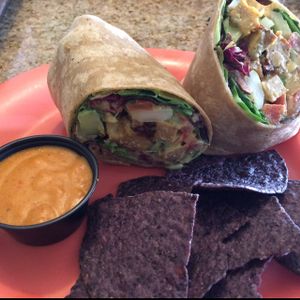 hunny mustard wrap w queso YUM at Dandelion Community Cafe in Orlando