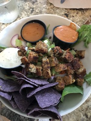 Buffalo 66 with queso, so yummy!! at Dandelion Community Cafe in Orlando