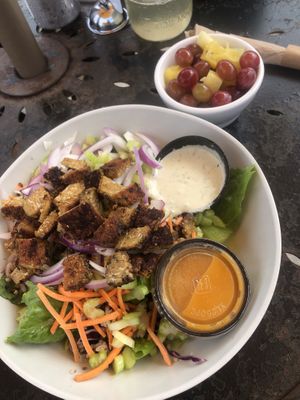 Tempeh bowl with side fruit (forgot the name)  at Dandelion Community Cafe in Orlando