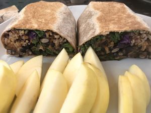 Custom made burrito ! at Dandelion Community Cafe in Orlando