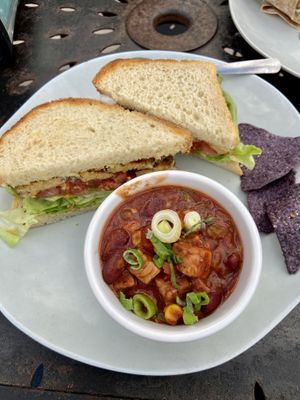 Chili and sandwich at Dandelion Community Cafe in Orlando