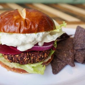 The beet burger! at Urban Beets Cafe & Juicery in Milwaukee