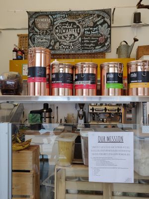 Teas and brews :) at Urban Beets Cafe & Juicery in Milwaukee