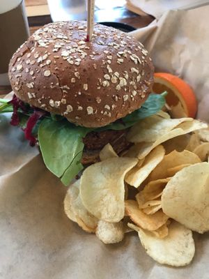 Thai Peanut Burger  at Urban Beets Cafe & Juicery in Milwaukee