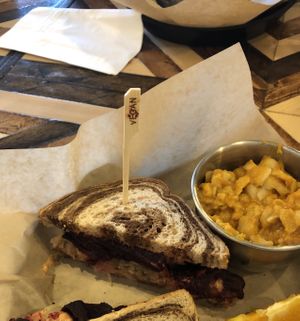 B.L.T. Burger and a side of Mac and Cheese at Urban Beets Cafe & Juicery in Milwaukee