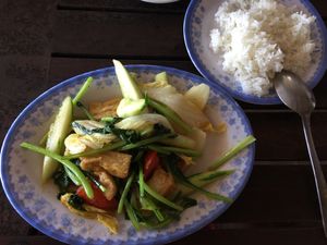 Tofu with veggies at Lam Tong Quan in Phan Thiet