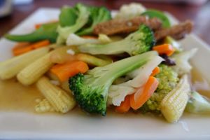 Fried vegetables at Battambang Vegetarian Food in Battambang