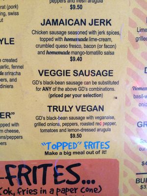 some veg options at Good Dog in Chattanooga