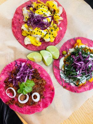 Tacos  at La Pitahaya Vegana in Mexico City