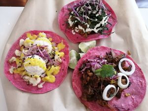 Tacos at La Pitahaya Vegana in Mexico City