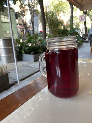 Agua de Jamaica. at La Pitahaya Vegana in Mexico City