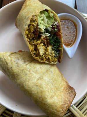 Breakfast burrito  at La Pitahaya Vegana in Mexico City