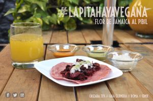 Jamaica Flower Taco at La Pitahaya Vegana in Mexico City