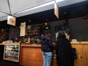 Pitahaya booth in food court at La Pitahaya Vegana in Mexico City