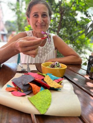 Guacamole with chips 😍  at La Pitahaya Vegana in Mexico City