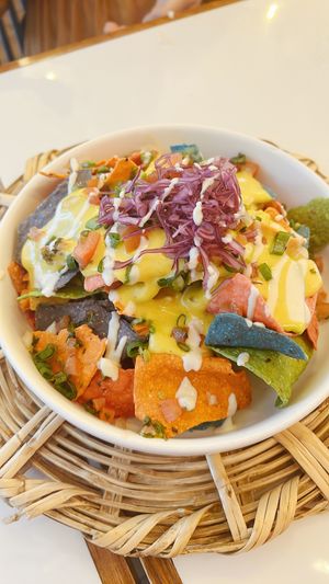 super nachos riquísimos  at La Pitahaya Vegana in Mexico City