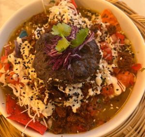 Chillaquiles   at La Pitahaya Vegana in Mexico City