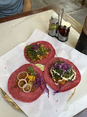 Tacos  at La Pitahaya Vegana in Mexico City