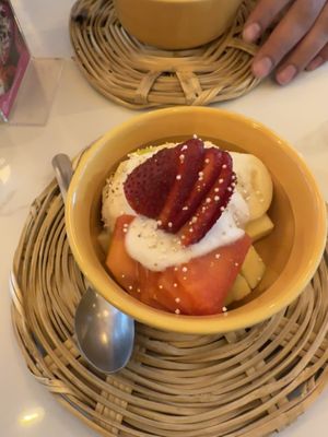 Homemade coconut yogurt  at La Pitahaya Vegana in Mexico City