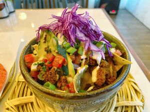 Half portion nachos    at La Pitahaya Vegana in Mexico City