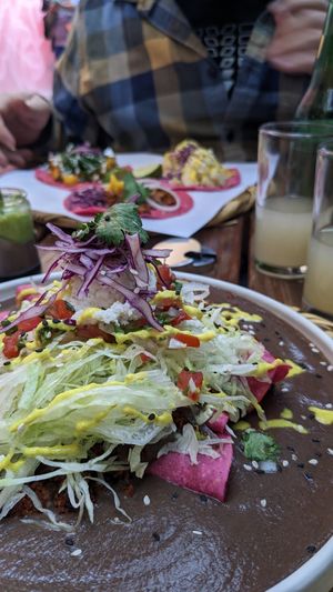 enfrijoladas at La Pitahaya Vegana in Mexico City