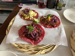 Tacos  at La Pitahaya Vegana in Mexico City
