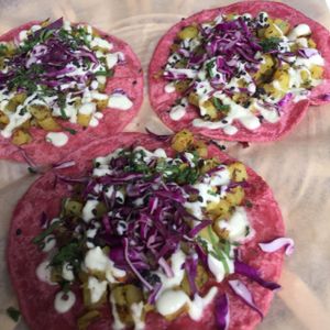 tacos  at La Pitahaya Vegana in Mexico City