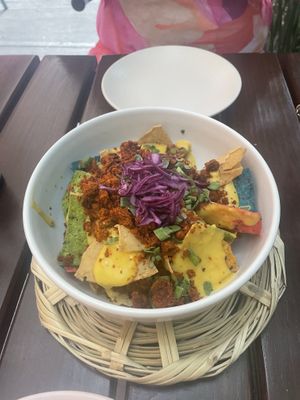 Nachos   at La Pitahaya Vegana in Mexico City