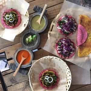 Tacos at La Pitahaya Vegana in Mexico City