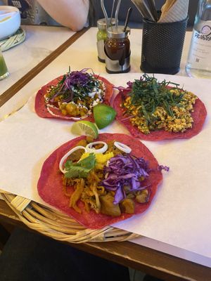 Taco selection   at La Pitahaya Vegana in Mexico City