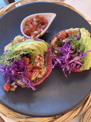 Molletes  at La Pitahaya Vegana in Mexico City