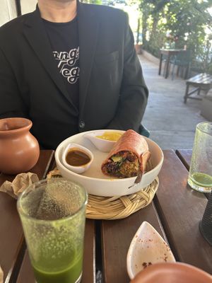 Breakfast burrito  at La Pitahaya Vegana in Mexico City