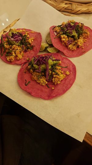 Tacos tofu at La Pitahaya Vegana in Mexico City