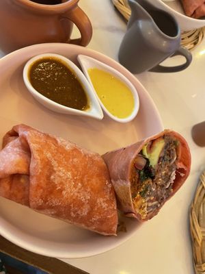 Breakfast burrito   at La Pitahaya Vegana in Mexico City