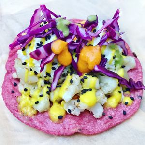 cauliflower with coconut  at La Pitahaya Vegana in Mexico City