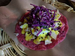 Taco at La Pitahaya Vegana in Mexico City
