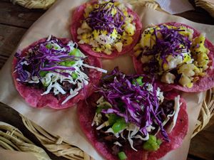 Tacos at La Pitahaya Vegana in Mexico City