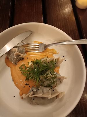 dumpling huitlacoche at La Pitahaya Vegana in Mexico City