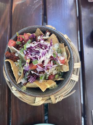 Half plate nachos  at La Pitahaya Vegana in Mexico City