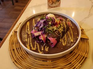 Enfrijolada - a must! at La Pitahaya Vegana in Mexico City