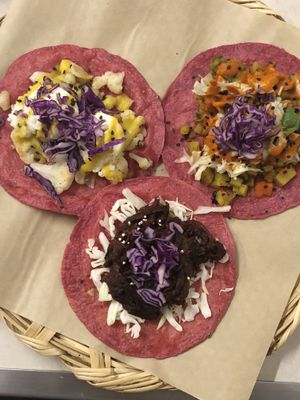 These may possibly be the best tacos I’ve ever tasted!  at La Pitahaya Vegana in Mexico City