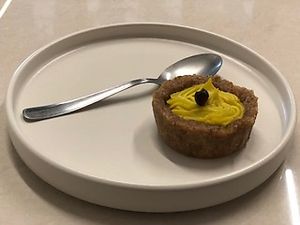 lemon tarte at La Pitahaya Vegana in Mexico City