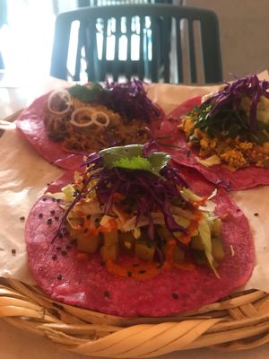 Tacos  at La Pitahaya Vegana in Mexico City