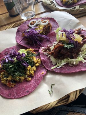 Choose 3 different vegan tacos at La Pitahaya Vegana in Mexico City